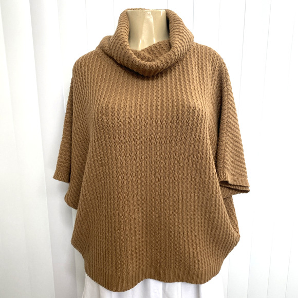 Massimo Dutti short Dolman Sleeve Cowl Neck Sweater Wool Brown Camel Kni… - Picture 1 of 6